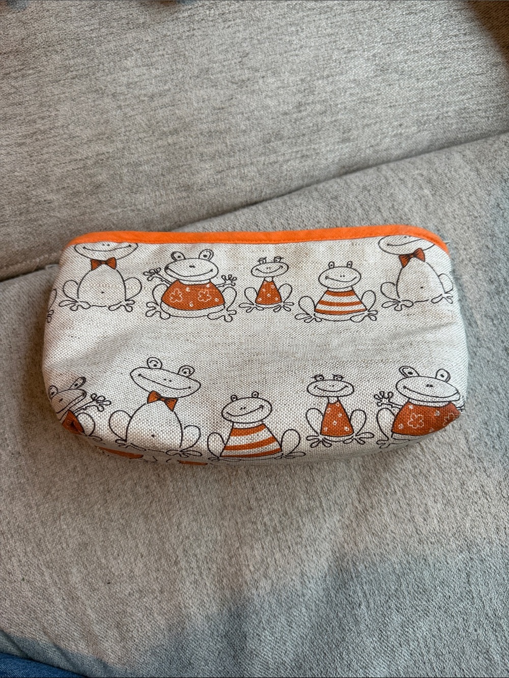 Orange Frog-Print Small Pet Accessory Pouch